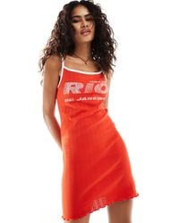 Collusion - Pointelle Cami Mini Dress With Rio Print - Lyst