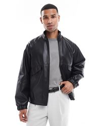 ASOS - Bomber en similicuir à col cheminée - noir - Lyst