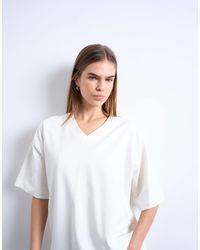 TOPSHOP - V-Neck Premium Interlock Tee - Lyst