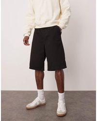 ASOS - Pantaloncini Taglio Lungo Neri Con Pieghe - Lyst