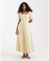 ASOS - Square Neck Structured Cotton Midi Dress With Back Strap - Lyst