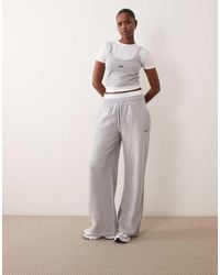 Kaiia - Cotton Rich Embroidered Logo Detail Double Waistband Wide Leg Jogger Co-Ord - Lyst