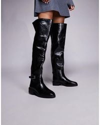 River Island - Buckle Over The Knee Boots - Lyst
