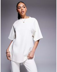 ASOS - Camiseta Blanco Con Mangas Raglán De Punto Entrelazado De (Parte De Un Conjunto) - Lyst