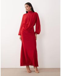 DASKA - Chiffon Draped Bodice Maxi Dress - Lyst