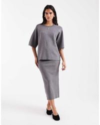 Object - Gebreide Midi Rok Met Structuur - Lyst