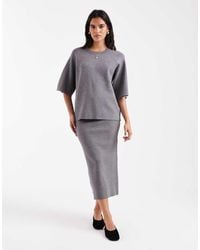 Object - Gebreide Midi Rok Met Structuur - Lyst
