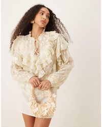 Never Fully Dressed - Boho Ruffle Metallic Jacquard Blouse - Lyst