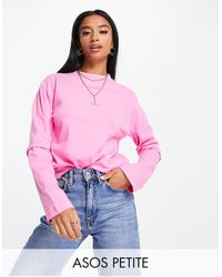 ASOS Asos Design Petite - Oversized Dubbellaags T-shirt Met Lange Mouwen - Roze