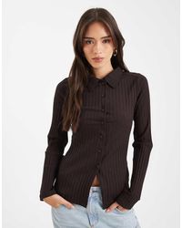 Miss Selfridge - Rib Collar Detail Shirt - Lyst