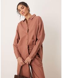 ASOS - Chemise d'ensemble oversize en aspect lin - moka - Lyst
