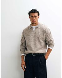 ASOS - Relaxed Knit Exposed Seams Notch Neck Sweater - Lyst