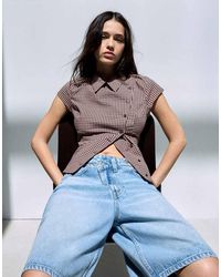 Bershka - Short Sleeve Cross-button Shirt - Lyst