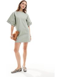 ASOS - Vestido corto verde estilo camiseta - Lyst