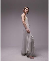 TOPSHOP - Maxi Sheer Dress With Frills - Lyst