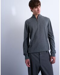 TOPMAN - Essential Knitted 1/4 Zip Funnel Jumper - Lyst