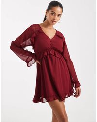 Wednesday's Girl - Floaty V-Neck Mini Smock Dress - Lyst