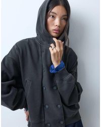 Weekday - Oversized Hoodie Met Dubbele Rij Knopen En Knoopsluiting Vooraan - Lyst