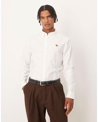 Abercrombie & Fitch - Chemise oxford à logo emblématique et manches longues - blanc - Lyst