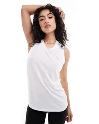 PUMA - Camiseta blanca sin mangas con logo - Lyst
