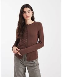 ASOS - Cotton Button Through Long Sleeve Top - Lyst