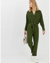 ASOS Combinaison casual délavée à col en V - Vert
