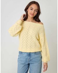 Threadbare - Pointelle Knit Slash Neck Jumper - Lyst