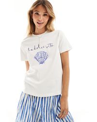 Mango - Camiseta blanca con estampado "la dolce vita" - Lyst