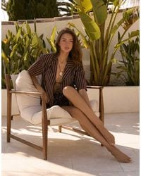 4th & Reckless - Cotton Blend Oversized Tie Front Detail Beach Shirt Co-Ord - Lyst