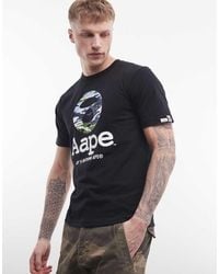 Aape By A Bathing Ape - Camiseta Negra Con Estampado De Logo De Camuflaje De Aape By A Bathing Ape - Lyst