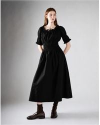 Glamorous - Ruched Puff Sleeve Midi Dress - Lyst