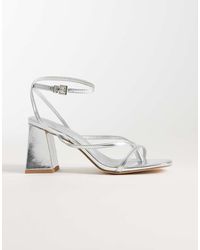 London Rebel - Aria Strappy Mid Block Heeled Sandals - Lyst
