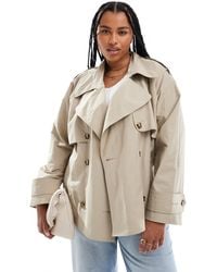 ASOS - Asos Design Curve Oversized Short Trench Coat With Belt - Lyst