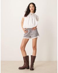 ASOS - Pantaloncini Marroni A Quadri Con Finiture - Lyst