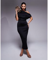 ASOS - Dramatic Neckline Midi Dress - Lyst