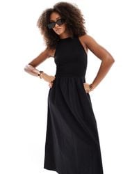 ASOS - Racer Crinkle Bodice Poplin Skirt Midi Dress - Lyst