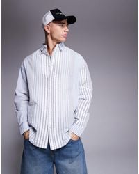 ASOS - – gestreiftes oversize-hemd im 90er-stil aus seersucker - Lyst