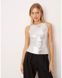 Never Fully Dressed - Cotton Rich Metallic Ribbed Tank Top - Lyst