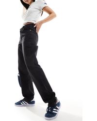 Dr. Denim - Dr. denim - arch - jeans dritti regular fit a vita medio alta neri lavaggio usato - Lyst