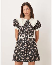 Sister Jane - Eclipse Exclusive Contrast Collar Ditsy Floral Button Front Mini Dress - Lyst