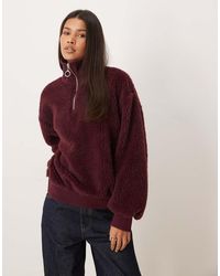 ASOS - Oversized Hoogsluitende Sweater Van Borg Met Rits - Lyst
