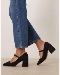 Asos Design Wide Fit - Selene Mary Jane Mid Block Heeled Shoes - Lyst