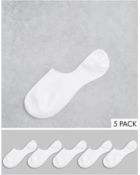 ASOS 5 Pack Invisible Socks With Back Grip Band Detail - White
