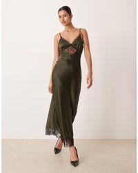 Gina Tricot - Satin Lace Maxi Dress - Lyst