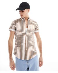 ASOS - Stretch Slim Oxford Stripe Shirt - Lyst