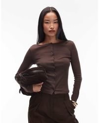 ASOS - Button Through Long Sleeve Top - Lyst