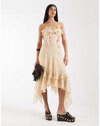 Reclaimed Vintage - Maxi Dress With Ruffle Details And Asymmetric Hem - Lyst
