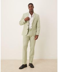 ASOS - Linen Look Slim Suit Trousers With Front Pleat - Lyst