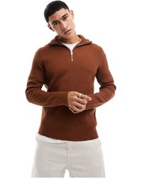 Jack & Jones - Premium - maglione a coste con zip corta - Lyst
