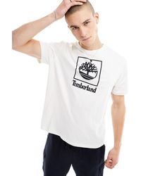 Timberland - Camiseta blanca con logo stack - Lyst
